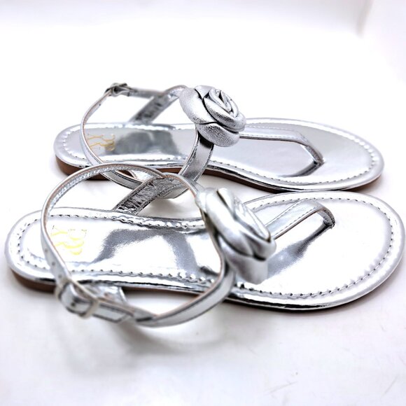 New York & Company Womens Rosette T-Strap, ALMOND Sandals - Size 9 - Picture 3 of 11